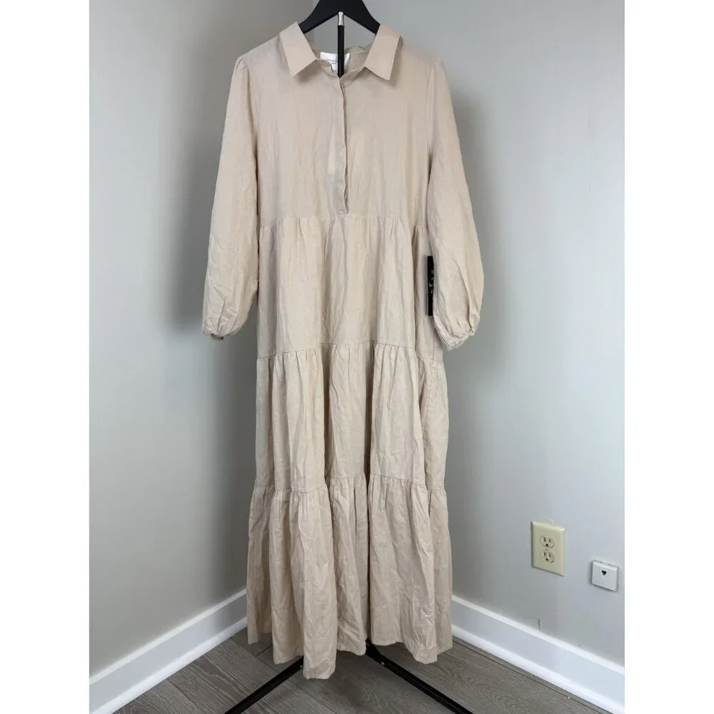 NWT Pomander Place Sandstone Cotton Mabel Maxi Dress in Sandstone Size XXL - Picture 2 of 9